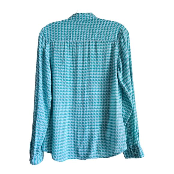 EDDIE BAUER Women's S Shirt Teal White Button Up Lightweight Roll Up Tabs 36" - Picture 8 of 8